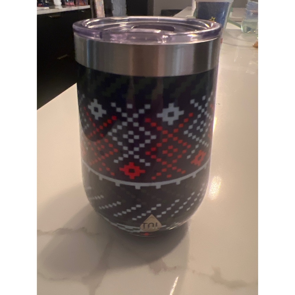 TAL Hydration Insulated‎ Wine Tumbler 12oz Holiday Fair Isle Christmas Pattern